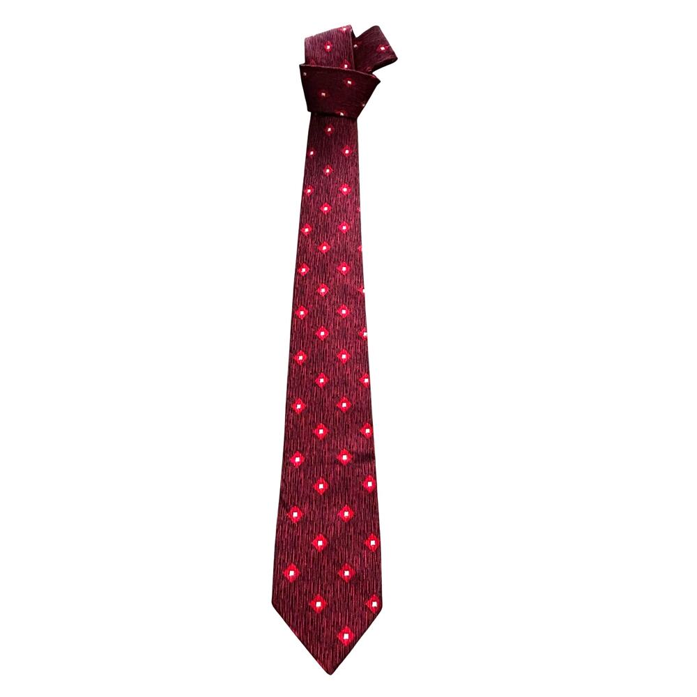 Vintage 1960's Beau Brummell mans neck tie all silk red skinny MCM necktie
